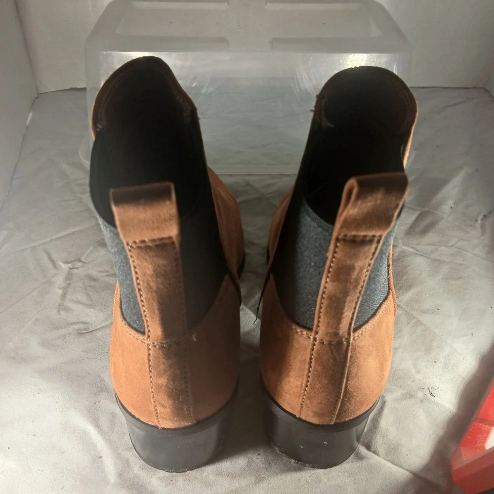 A New Day‎ Womens Cognac Brown Faux Suede Pointed Toe Chelsea Ankle Boots 8.5